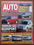 Revista Auto Esporte (Ano 2003) - Lançamento EcoSport Destaque de Capa: Teste comparativo das três versões do Ford EcoSport (XL 1.0 Supercharger, XLS 1.6 e XLT 2.0)Matérias Especiais:Segredos: Nova Picape Corsa (Montana), Palio e Omega reestilizadosTeste de pista com o lendário Golf VR6 de 200 cvAntecipação das linhas do GM Astra 2004Guia de usados: 13 modelos na faixa de R( 20 mil a R) 25 mil