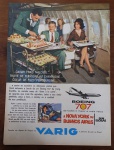 Propaganda Vintage Rara (1960): Serviço de Bordo de Luxo da VARIG  Boeing 707  "Caviar, Truite e Coeur de Filet"