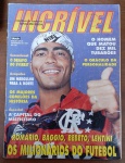 Revista Incrível Nº 28 (Fevereiro 1995)  Romário no Flamengo + Milionários do FutebolExcelente item de colecionismo esportivo e jornalístico! Edição número 28 da revista Incrível, publicada pela tradicional Bloch Editores em fevereiro de 1995. A matéria de capa é um prato cheio para os amantes do futebol dos anos 90, destacando o "Baixinho" Romário recém-chegado ao Flamengo, ao lado de craques mundiais como Roberto Baggio, Bebeto e Lentini sob o título "Os Milionários do Futebol".