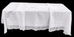 RENASCENÇA - Conjunto de toalha com 9 guardanapos linho bordado com barrado de renda renascença - 34