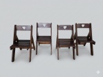 CASA FINLAND- Set de 4 cadeiras de coração, confeccionadas em madeira. Obs.: Retirada no Flamengo, mediante agendamento. Med.: 81 x 45 x 60 cm.