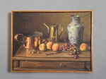 JOSÉ RIBEIRO - "Natureza Morta" O.S.T. A.C.I.D. Datado de 1941. Assinado e datado frente e verso. Med.: 62 x 42 cm.