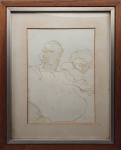 Assinatura não identificada - "Figuras" Desenho aquarelado, A.C.I.D. Med.: 33 X 27 CM.