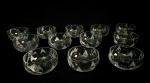 Conjunto de 12 delicados bowls, confeccionadas em fino cristal europeu translucido, com decoração no padrão foguinho. Med.: 19 x 15 cm.