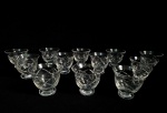 STRAUSS - H. STERN - Lote com 12 taças para sorvete em cristal translucido, lapidação no padrão losango. Med.: 9,5 x 10 cm.