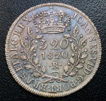Moeda do Brasil - 320 Reis 1820 R - P-470 - Prata (.917) - 8,96 g - 30,6 mm - Reino Unido - D. Joao VI - Excelente Conservação Muito Bonita.