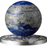 Moeda Rara no Estojo de Luxo - Gana 10 Cedis 2024 - Km-267 FC Acabamento antigo - 2Oz - Prata (.999) - 62,2 g - 45 mm - Comemorativa Série: Sistema Solar - Terra - Apenas 500 Peças Cunhadas.