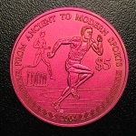 Moeda Libéria - 5 Dolares 2004 - Km-834 FC - Nióbio - 15,55 g - 38 mm - Comemorativa Corredor - Série: Dos esportes antigos aos modernos.