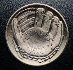 Estojo com Moeda Estados Unidos - Half Dolar 2014Letra D - Km-576 - Cobre revestido de cobre-níquel - 11,34 g - 30,61 mm - Comemorativa Hall da Fama Nacional do Beisebol.