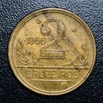 Moeda do Brasil - 2 Cruzeiros 1956 V-251 - República - Bronze Aluminio - Excelente Conservação