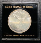 Acrilico Com Moeda 20 Cruzeiros 1972 - FC com Patina - Prata (0,900) - 18,04 g - 34,1mm - Edição comemorativa 150º Aniversário da Independência do Brasil - Excelente Conservação