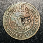 Cobre do Brasil - XX Reis 1796 - C-316 com Carimbo de Escudete - 1º Tipo Coroa Baixa - Colonia D. Maria I - Excelente Conservação.