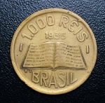 Moeda do Brasil - 1000 Réis 1935 - V-156 (Módulo Maior) - Bronze-Alumínio - Jose Anchieta - Excelente Conservação