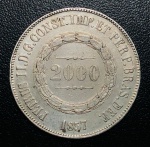 Moeda do Brasil - 2000 Reis 1857 - P-619 - Prata (.917) - 25,5 g - 37 mm - 2º Tipo - 3º Sistema Monetario - Império Pedro II - Excelente Conservação.