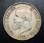 Moeda do Brasil - 2000 Reis 1869 - P-634 ( LUSTER F.) - Prata (.900) - 25 g - 37 mm - 3º Tipo - 3º Sistema Monetario - Imperio D. Pedro II - Mbc