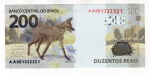 Cédula Do Brasil - 200 Reais 2ª Familia 2020 C-370 - Serie AA FE ( Paulo Guedes - Roberto Campos Neto ) - Lobo Guará - Baixa Numeração.