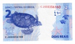 Cédula do Brasil Rara - 2 Reais 2015 C-335 - FE Série CJ 0333 - 2ª Família - (Henrique de Campos Meirelles /  Alexandre Tombini ).