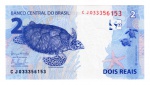Cédula do Brasil Rara - 2 Reais 2015 C-335 - FE Série CJ 0333 - 2ª Família - (Henrique de Campos Meirelles /  Alexandre Tombini ).