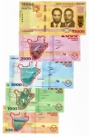 Set Burundi 2018/2021 - 5 Cédulas Todas FE - 500 - 1000 - 2000 - 5000 - 10000 Francos P-50 ao P-54 - Séries: 2015.