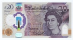 Cédula Estrangeira Reino Unido - 20 Libras 2020-2022 P-396 Polimero Sob/FE - Rainha Elizabeth II.