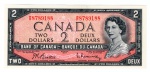 Cédula Estrangeira Canadá - 2 Dólares 1954 FE Rainha Elizabeth II - Série: Paisagem Canadense.