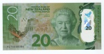 Cédula Estrangeira Nova Zelândia - 20 Dolares 2016 P-193 Polimero FE - Rainha Elizabeth II.