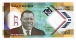 Cédula Estrangeira Namíbia - 60 Dolares 2025 P-New Polimero FE - Edição Comemorativa O Presidente Hage Geingob.