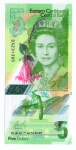 Cédula Estrangeira Estados Orientais do Caribe - 5 Dolares 2021 P-56 Polimero FE - Rainha Elizabeth II.