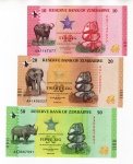 Cédula Estrangeira Lançameto Zimbábue - 10 - 20 - 50 Zig - P-New FE - Edição de 2026 - Banco Central do Zimbábue.