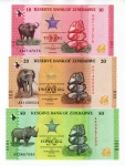 Cédula Estrangeira Lançameto Zimbábue - 10 - 20 - 50 Zig - P-New FE - Edição de 2026 - Banco Central do Zimbábue.
