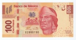 Cédula Estrangeira México - 100 Novos Pesos 2013 P-124 FE - Série F - Nezahualcóyotl.
