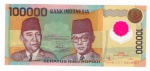 Cédula Estrangeira Indonésia - 100.000 Rupias 1999 P-140 Polimero FE - Soekarno e Mohammad Hatta. 