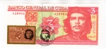 Cédula Estrangeira Cuba - 3 Pesos 2005 - P-127 Fe ( com Selo e Carimbo ) - Ernesto `Che` Guevara. 
