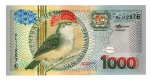 Cédula Estrangeira - Suriname - 1000 guldens 2000 - P-151 FE - Série: Edição de 2000 `Pássaros`- Papa-moscas-real.