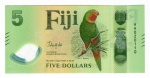 Cédula Estrangeira Lançamento - Fiji 5 dólares 2026 - P-New Polimero Fe - Série: ND(2026) Edição `Polímero`- Papagaio.