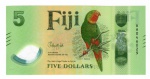 Cédula Estrangeira Lançamento - Fiji 5 dólares 2026 - P-New Polimero Fe - Série: ND(2026) Edição `Polímero`- Papagaio.