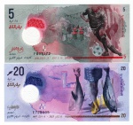 2 Cédulas Estrangeiras - Ilhas Maldivas Polimero FE - 5 e 20 Rufiyaa.