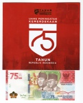Folder com Cédula Indonésia - 75.000 Rupias 2020 - P-New P-161 FE - Comemorativa 75 anos de independência.. 