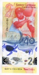 Cédula Estrangeira Estados do Caribe Oriental - 2 Dolares 2023 Polimero FE P-61 - Edição comemorativa 40 anos do Banco Central do Caribe Oriental.