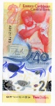 Cédula Estrangeira Estados do Caribe Oriental - 2 Dolares 2023 Polimero FE P-61 - Edição comemorativa 40 anos do Banco Central do Caribe Oriental.