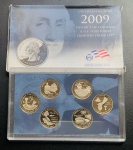 Estados Unidos Proof Set 2009 - 6 Moedas Quarter Dolar Letra S Lacradas No Acrilico - Com Caixa e Certificado. Comemorativa Programa Quarters® `America the Beautiful`.