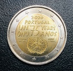 Moeda Portugal - 2 Euros 2020 - Km-910 FC - Comemorativa 75º aniversário das Nações Unidas - Bimetalica.