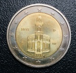 Moeda Alemanha - 2 Euros 2015 Letra D - Km-336 FC - Comemorativa Estado de Hesse - Série: Estados alemães - Bimetalica.