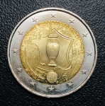 Moeda França - 2 Euros 2016 - FC - Comemorativa Campeonato Europeu de Futebol de 2016 - Bimetalica.