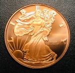 1 Onça de Cobre Estados Unidos Comemorativa Walking Liberty da Golden State Mint - Cobre - 28,35 g - 39 mm - FC