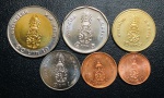 Série Completa com 6 Moedas Tailandia - 25, 50, 1, 2, 5 e 10 Baht  - Rama X - FC