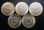 Set com 5 Moedas Cazaquistão - 100 Tenge 2025 - Série: O mundo animal do Cazaquistão - Todas Fc.