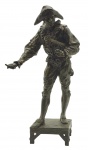 ÉMILE LOUIS PICAULT (1833-1915) - Escultura intitulada "Menestrel com Instrumento", em bronze. Assinada. Émile Louis Picault foi um escultor francês, mais conhecido por obras que retratam temas alegóricos e patrióticos e heróis mitológicos. Medidas: 50 x 27 x 20 cm. Parafuso que fixa o torso ausente (torso ligeiramente solto).