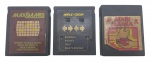 ATARI - CARTUCHOS - Lote com 3 cartuchos de jogos de Atari, sendo eles: MOON PATROL, BASEBALL, BASKET, GOLF, PELE'S SOCCER e SEAQUEST. Observação: Possui marcas nos adesivos e não estão testados,