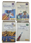 TECTOY - MASTER SYSTEM - CARTUCHOS - Lote com 4 cartuchos de Master System , sendo MISSILE DEFENSE 3D, SPACE HARRIER 3D, POSEIDON WARS 3D e ZAXXON 3D. Todos sendo jogos que necessitam do óculos 3D. Não testados, caixas com desgastes e pequenos amassados e rasgos.